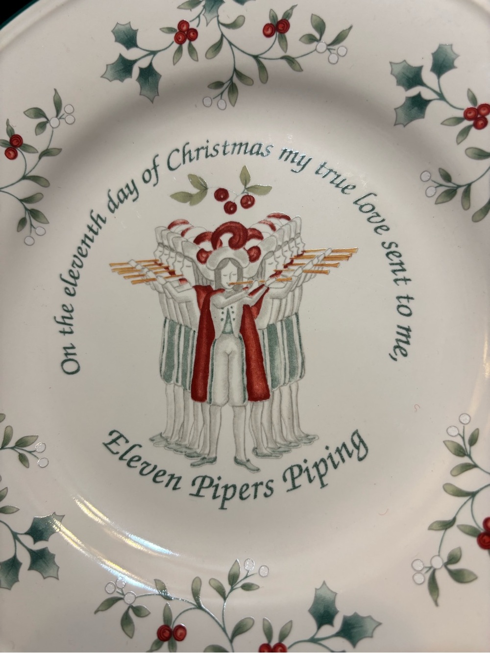 Pfaltzgraff Eleven Pipers Piping 8” Christmas Plate 12 Days of Christmas - Picture 2 of 7